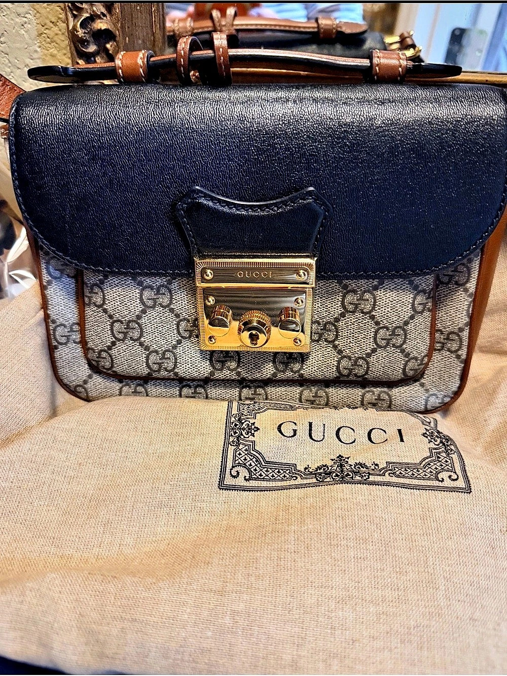 Gucci Padlock Small Shoulder Bag Black & Brown